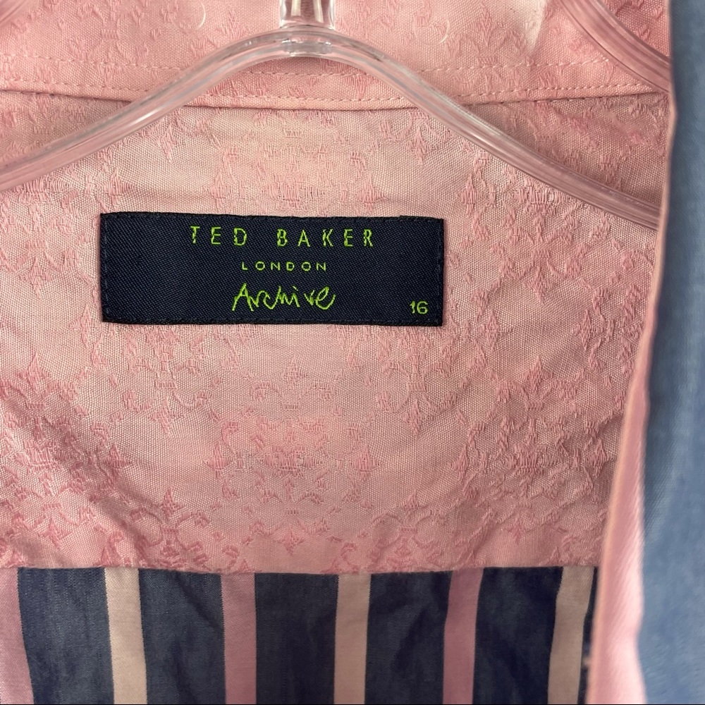 Ted Baker London Archive Men's 16 French Cuff Purple Striped Dress - Picture 2 of 15
